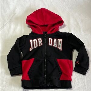 18M Jordan Black and Red Zip-Up Hoodie Sweatshirt